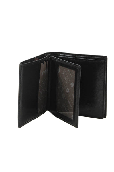 Tardini Mens Leather Classic Compartmented Bifold Wallet Black