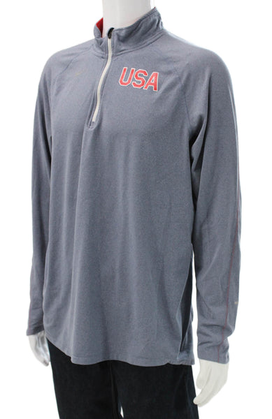 Nike Unisex Adults Pullover Sweatshirt Gray Polyester Zip Mock Neck Size L