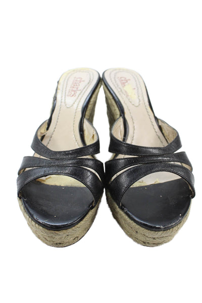 Charles by Charles David Womens Wedge Heel Leather Slide Sandals Black Size 5.5