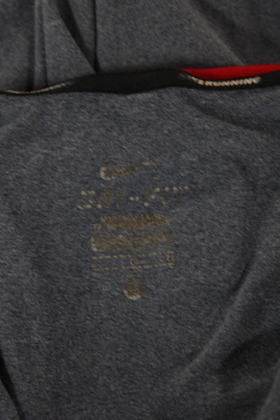Nike Unisex Adults Pullover Sweatshirt Gray Polyester Zip Mock Neck Size L