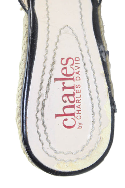 Charles by Charles David Womens Wedge Heel Leather Slide Sandals Black Size 5.5