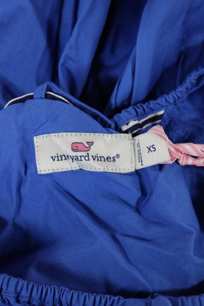 Vineyard Vines Womens A-Line Cotton Blue Knee Length Dress Short Sleeve Size XS