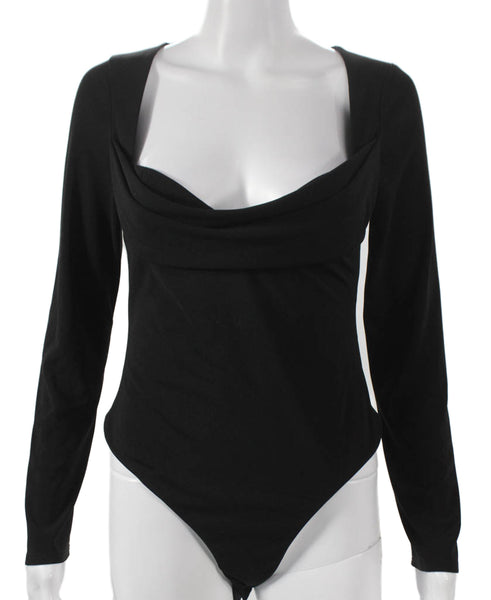 Zara Womens Basic Blouse Black Cowl Neck Long Sleeve Polyester Zip Size S