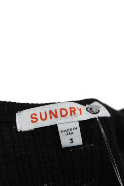 Sundry Womens Tank Top Black Cotton Scoop Neck Sleeveless Size 3