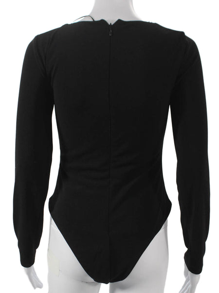 Zara Womens Basic Blouse Black Cowl Neck Long Sleeve Polyester Zip Size S