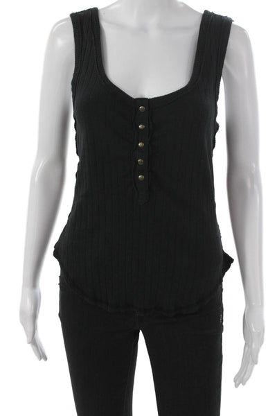 We The Free Women Basic Black Cotton Scoop Neck Sleeveless Tank Size S