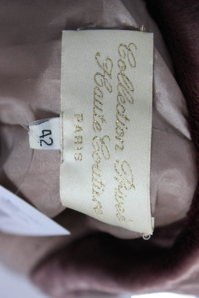 collection PRIVEE Womens Beige Tweed Velvet Basic Jacket Button Size 42