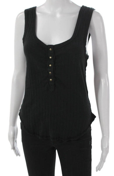 We The Free Women Basic Black Cotton Scoop Neck Sleeveless Tank Size S