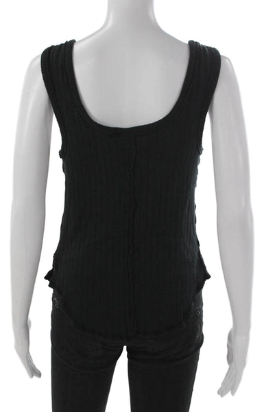 We The Free Women Basic Black Cotton Scoop Neck Sleeveless Tank Size S