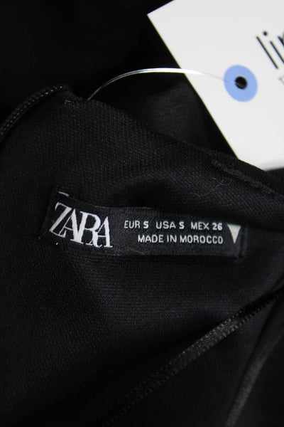 Zara Womens Basic Blouse Black Cowl Neck Long Sleeve Polyester Zip Size S