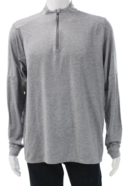 Nike Mens Gray Polyester Mock Neck Zip Pullover Casual Long Sleeve Size L
