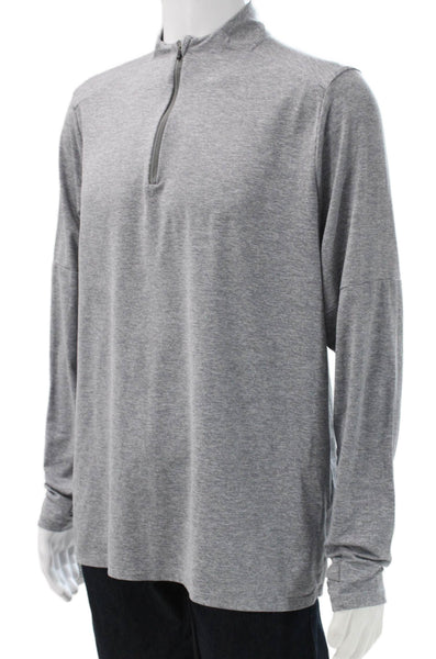 Nike Mens Gray Polyester Mock Neck Zip Pullover Casual Long Sleeve Size L
