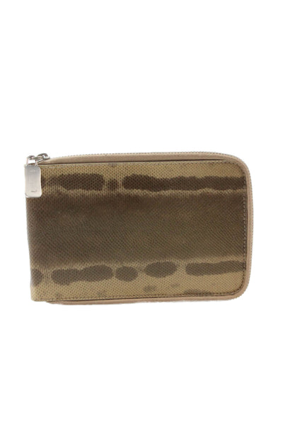 Tardini Womens Lizard Zippered Long Wallet Beige