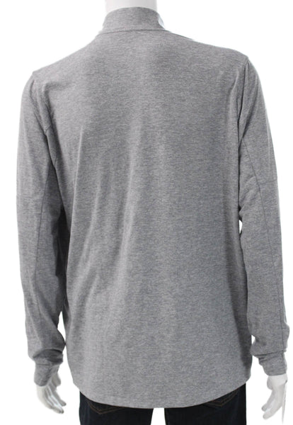 Nike Mens Gray Polyester Mock Neck Zip Pullover Casual Long Sleeve Size L