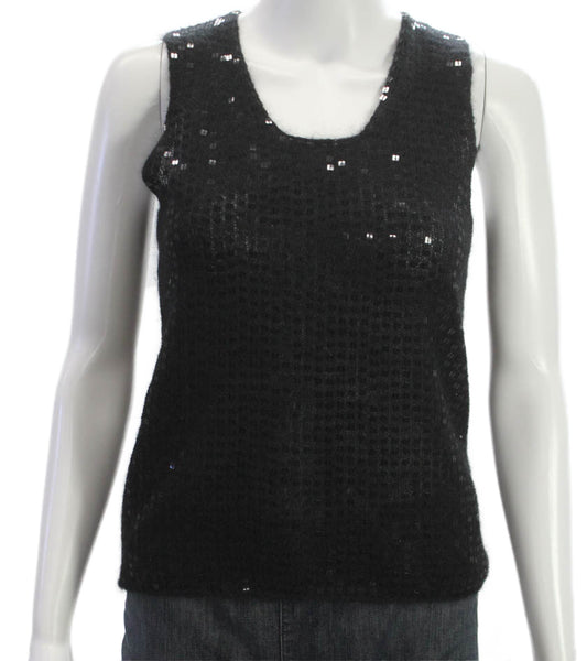 DKNY Womens Black Kid Mohair Scoop Neck Sleeveless Basic Tank Size M