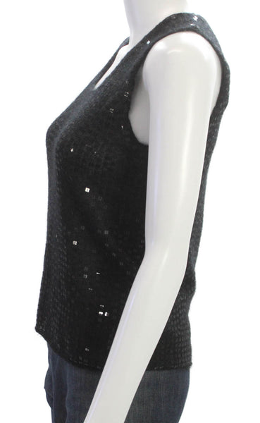 DKNY Womens Black Kid Mohair Scoop Neck Sleeveless Basic Tank Size M