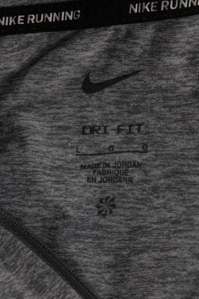 Nike Mens Gray Polyester Mock Neck Zip Pullover Casual Long Sleeve Size L
