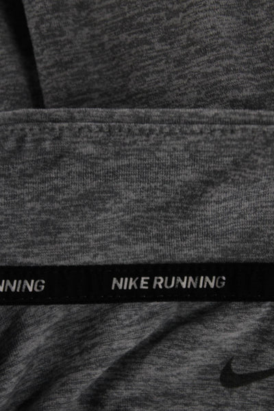 Nike Mens Gray Polyester Mock Neck Zip Pullover Casual Long Sleeve Size L
