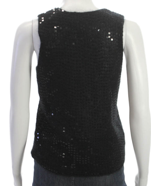DKNY Womens Black Kid Mohair Scoop Neck Sleeveless Basic Tank Size M
