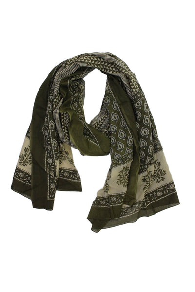 Madison Mathews Womens Floral Abstract Lightweight Scarf Green 88"x44"