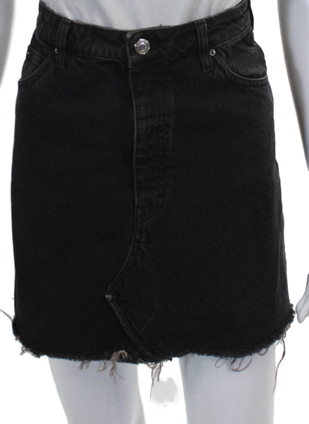 IRO Jeans Women Black Cotton Mini Skirt Short Button Closure Size 40