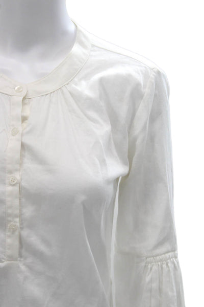 Pharaoh Women Basic White Cotton Henley Long Sleeve Blouse Size 0