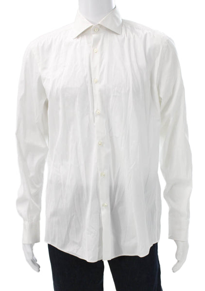 Boss Hugo Boss Mens Cotton Long Sleeve Button Up Shirt White Size 42/16.5