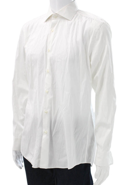 Boss Hugo Boss Mens Cotton Long Sleeve Button Up Shirt White Size 42/16.5