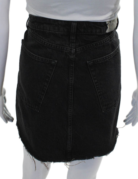 IRO Jeans Women Black Cotton Mini Skirt Short Button Closure Size 40