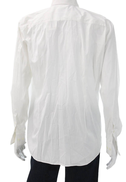 Boss Hugo Boss Mens Cotton Long Sleeve Button Up Shirt White Size 42/16.5