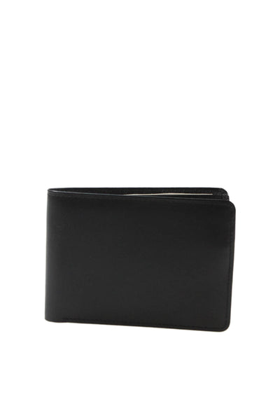 Tardini Mens Leather Basic Bifold Wallet Solid Black