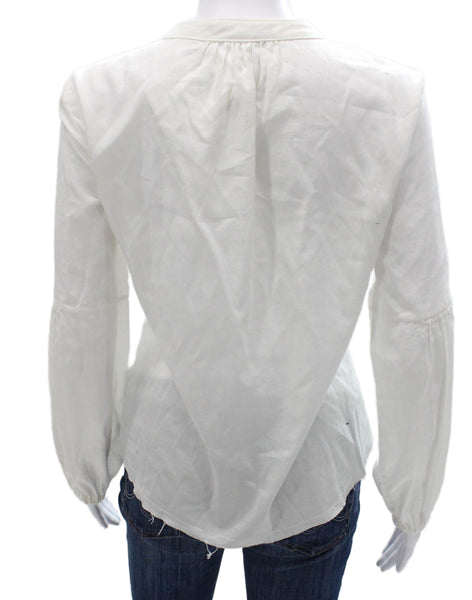 Pharaoh Women Basic White Cotton Henley Long Sleeve Blouse Size 0