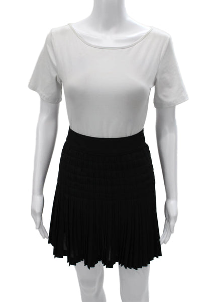 J Crew Women Pleated Skirt Black 100% Polyester Knee Length Zip Size 2
