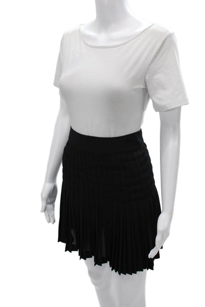 J Crew Women Pleated Skirt Black 100% Polyester Knee Length Zip Size 2