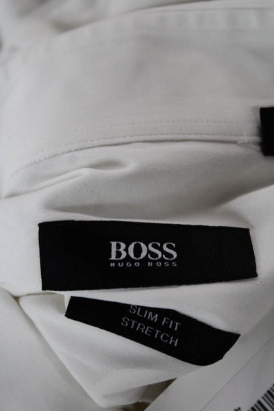 Boss Hugo Boss Mens Cotton Long Sleeve Button Up Shirt White Size 42/16.5