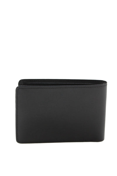 Tardini Mens Leather Basic Bifold Wallet Solid Black