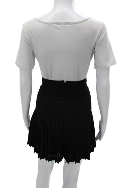 J Crew Women Pleated Skirt Black 100% Polyester Knee Length Zip Size 2