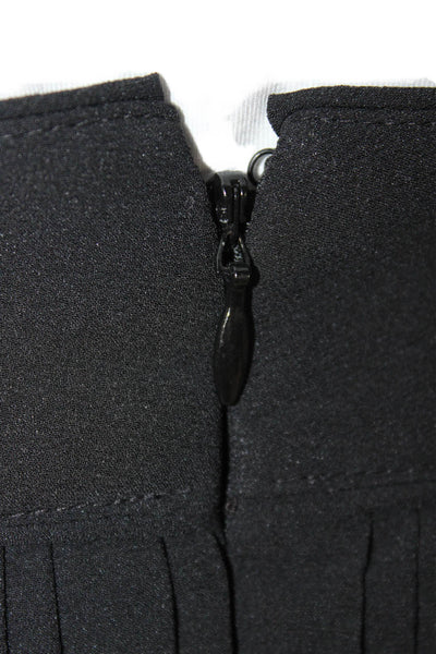 J Crew Women Pleated Skirt Black 100% Polyester Knee Length Zip Size 2