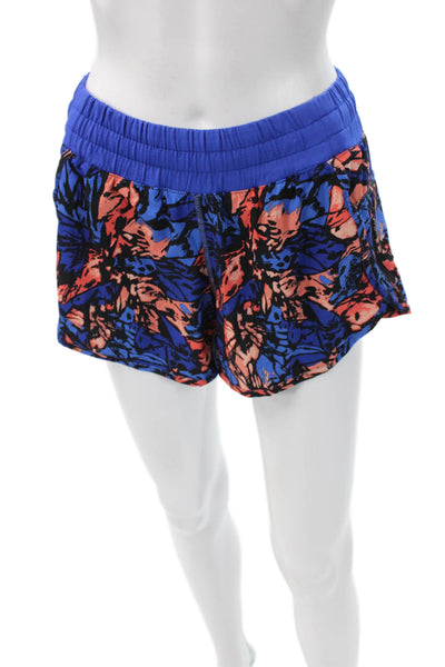 Lululemon Women Athletic Blue Geometric Recycled Polyester Shorts Size 6
