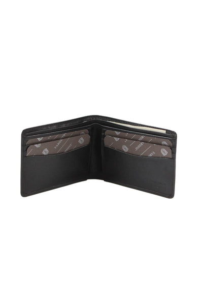 Tardini Mens Leather Basic Bifold Wallet Solid Black