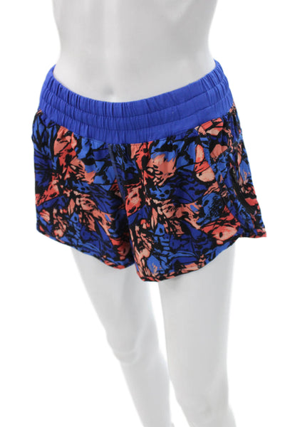 Lululemon Women Athletic Blue Geometric Recycled Polyester Shorts Size 6
