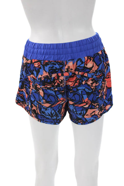Lululemon Women Athletic Blue Geometric Recycled Polyester Shorts Size 6