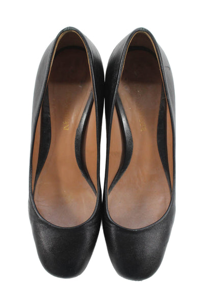 Emporio Armani Womens Leather Slip On Heels Black Size 36.5 6.5