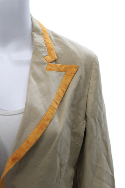 Dries Van Noten Womens Beige Linen Basic Jacket Button Long Sleeve Size 36