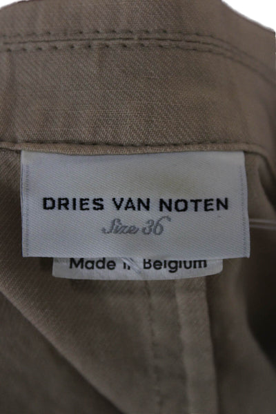 Dries Van Noten Womens Beige Linen Basic Jacket Button Long Sleeve Size 36