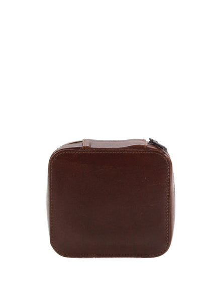 Tardini Mens Leather Structured Zippered Pouch Wallet Brown