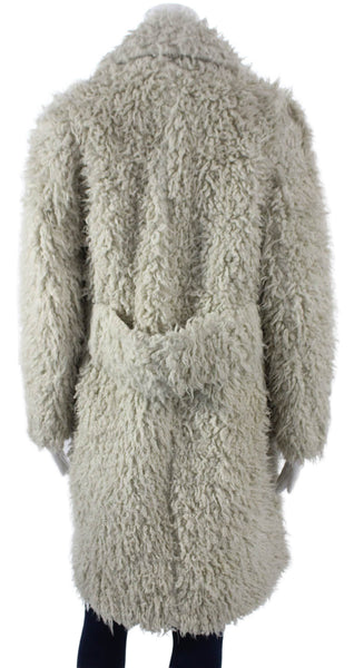 McGuire Womens Overcoat Ivory Modacrylic Button Long Sleeve Size 24