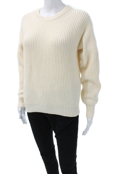 J Crew Women Pullover Sweater Ivory Cotton Crew Neck Long Sleeve Size XS