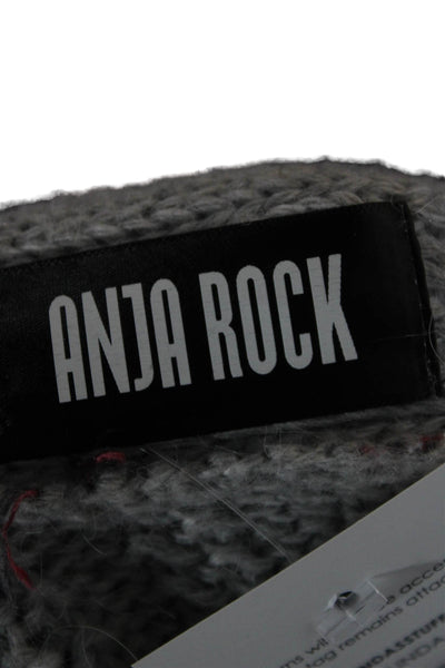 Anja Rock Women Cardigan Sweater Gray V-Neck Geometric Long Sleeve Size S
