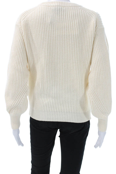 J Crew Women Pullover Sweater Ivory Cotton Crew Neck Long Sleeve Size XS